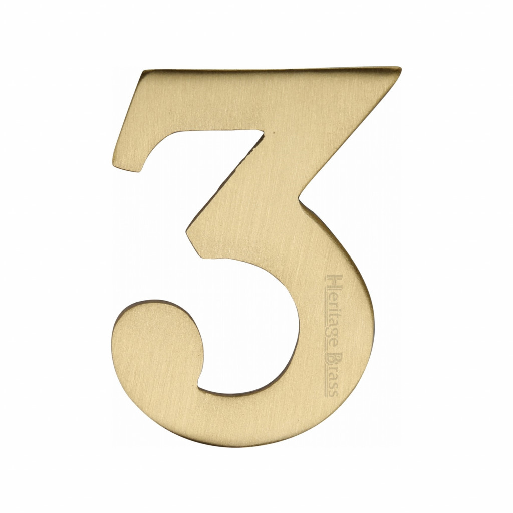 M Marcus Heritage Brass Numeral 3 - 51mm Self Adhesive